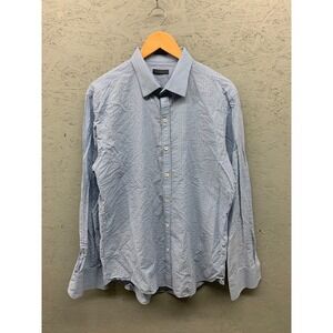Zachary Prell Dress Shirt Men’s L Blue Gingham Checkered Cotton‎ Long Sleeve